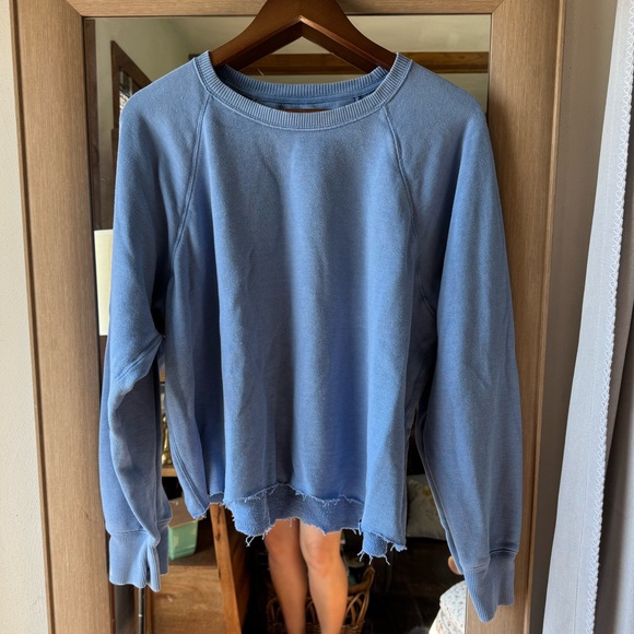 aerie Tops - Aerie Raw Hem Cotton Blend Pullover Crewneck Medium